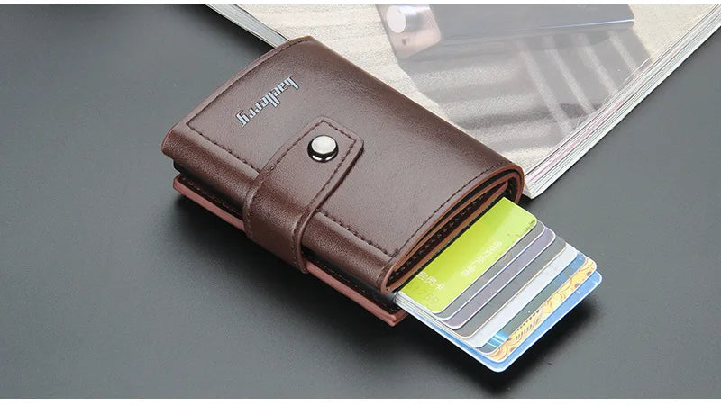 New RFID Men Card Wallets Hasp Small Card Wallets Slim Mini Men's Wallet High Qaulity Card Clip Photo Holder Short Male Purses