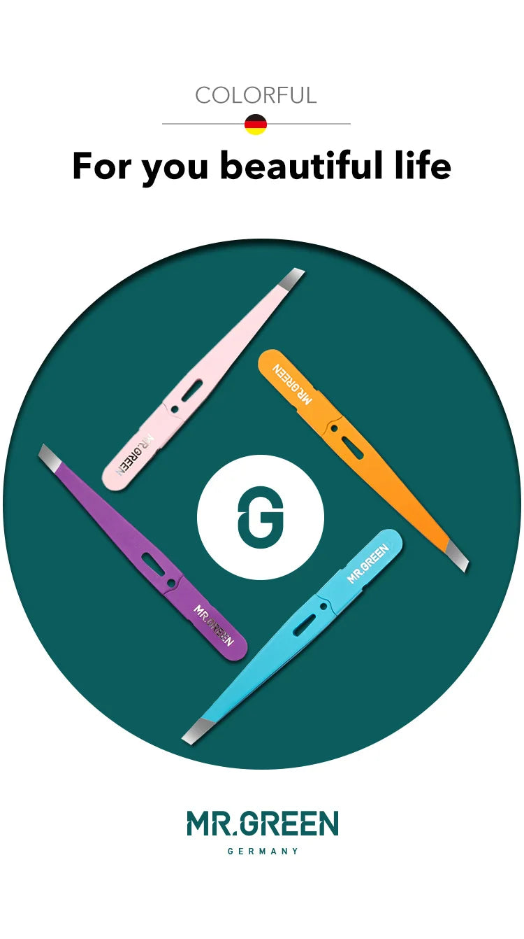 MR Green Stainless Steel Eyebrow Tweezers for Precision Hair Removal - Smarsty