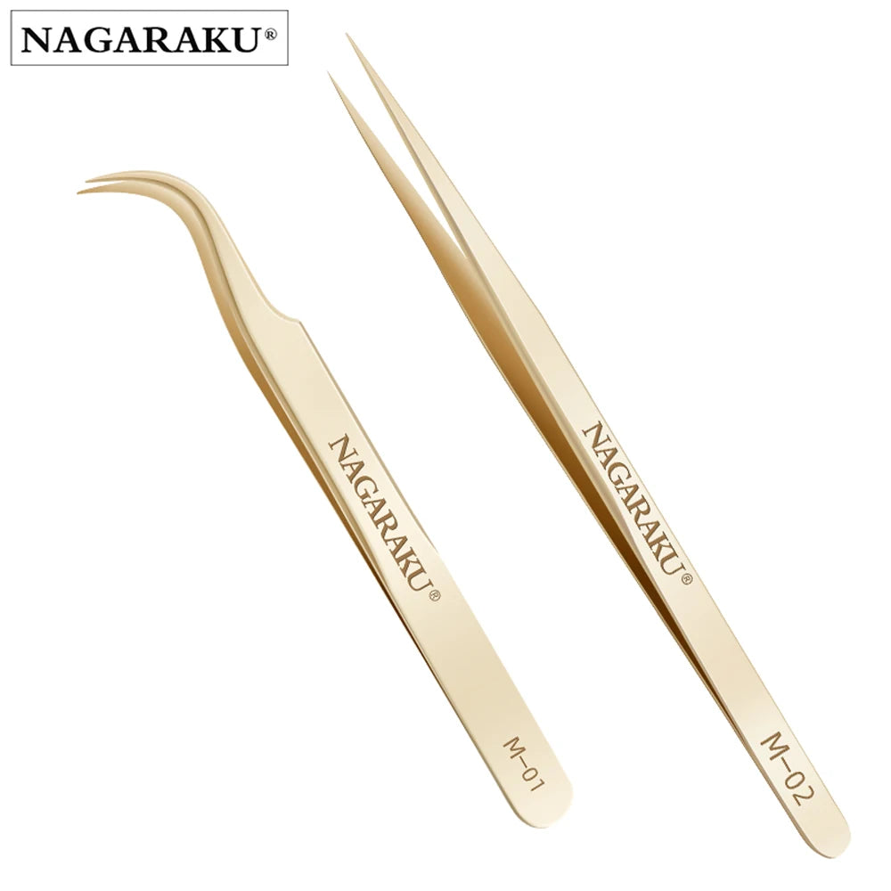 NAGARAKU Stainless Steel Eyelash Tweezers Set for Precision - Smarsty
