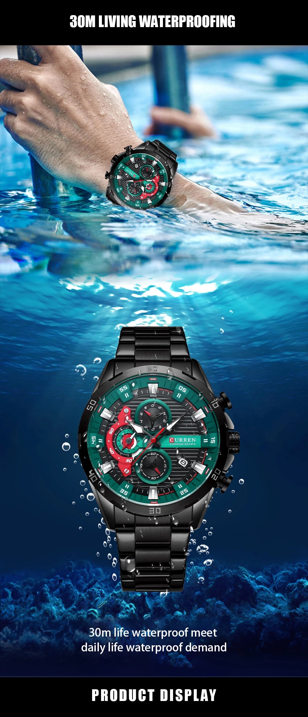 Curren Stainless Steel Men's Watch with Luminous Dial - Smarsty