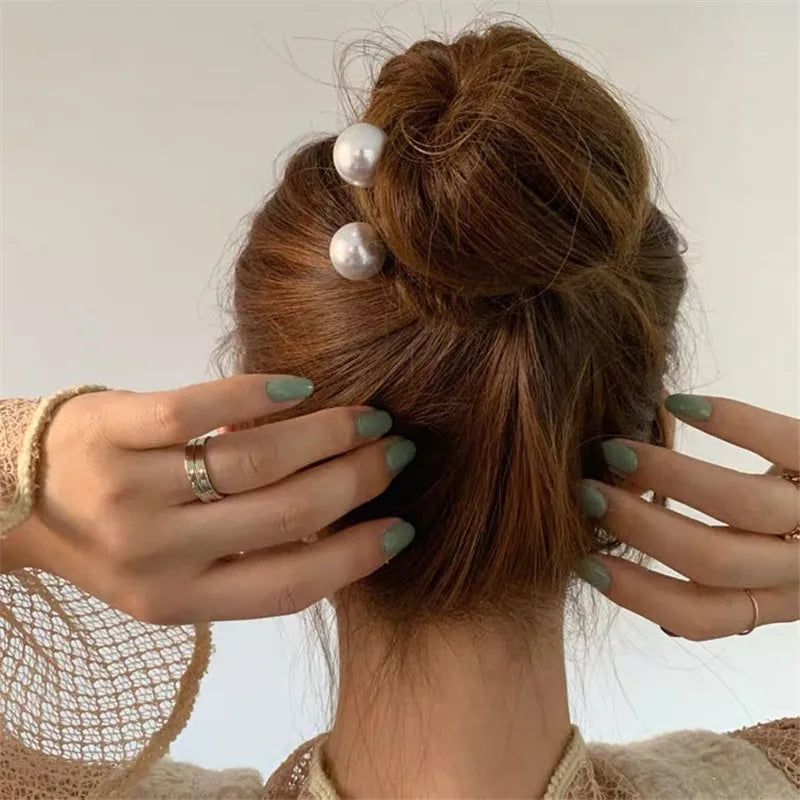Korean Pearl Hairpins for Elegant Bun Styling - Smarsty
