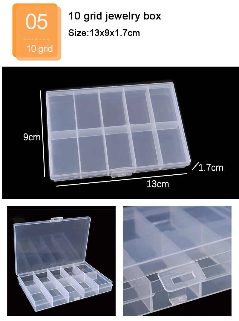 Adjustable Plastic Jewelry Storage Box with 10 Compartment Slots - Smarsty