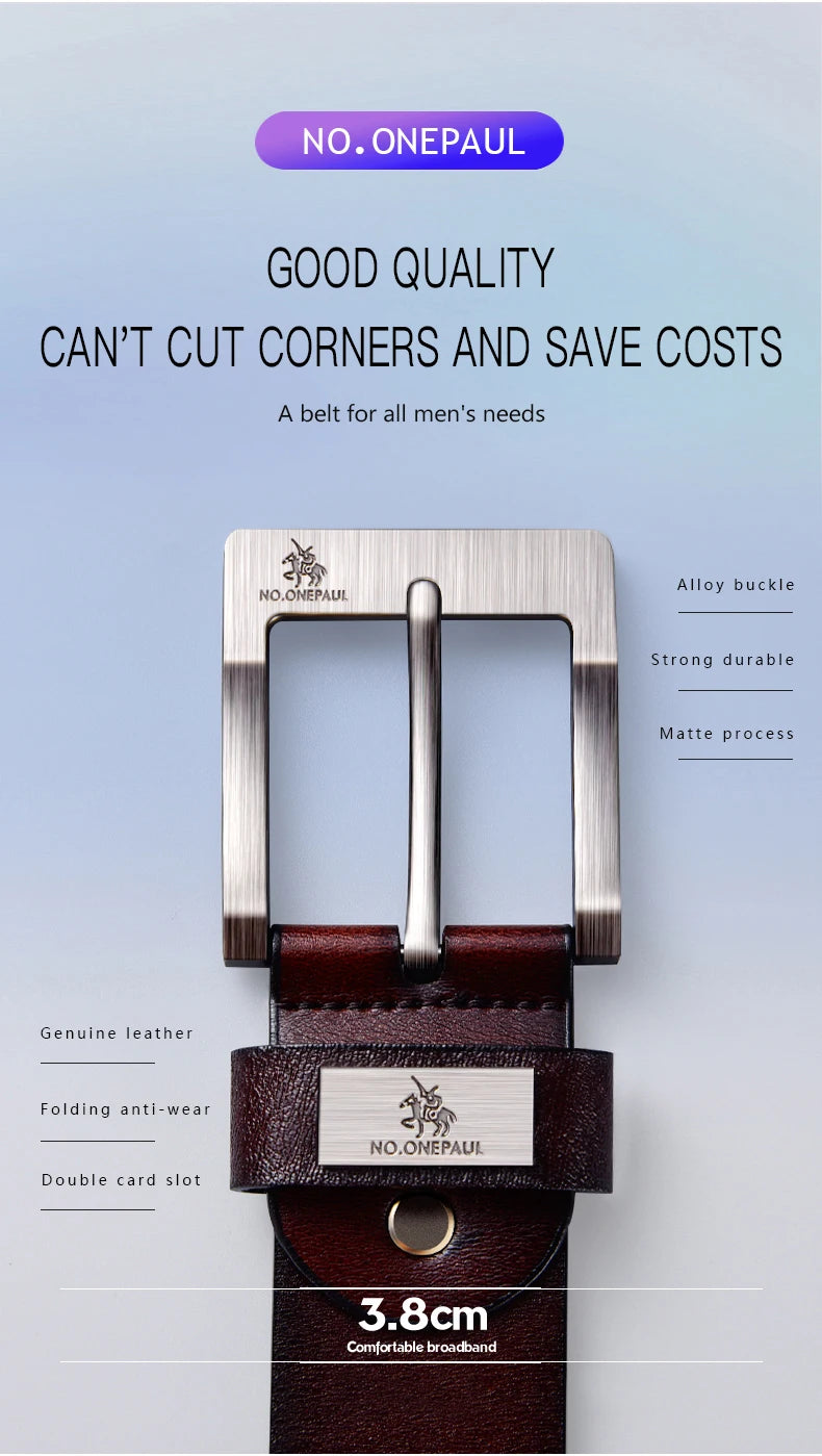 Mens Leather Casual Belt High Quality Durable Buckle - Smarsty