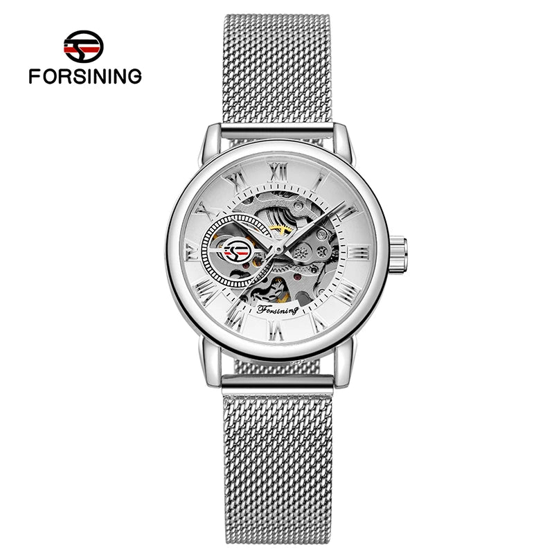 Fashionable Women's Mechanical Automatic Watch with Mesh Strap - Smarsty