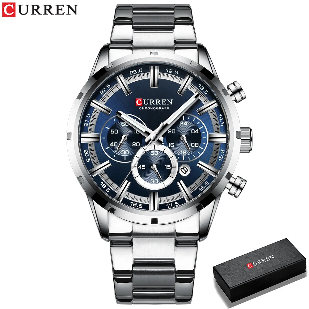 Curren Men's Waterproof Business Watch with Blue Dial - Smarsty
