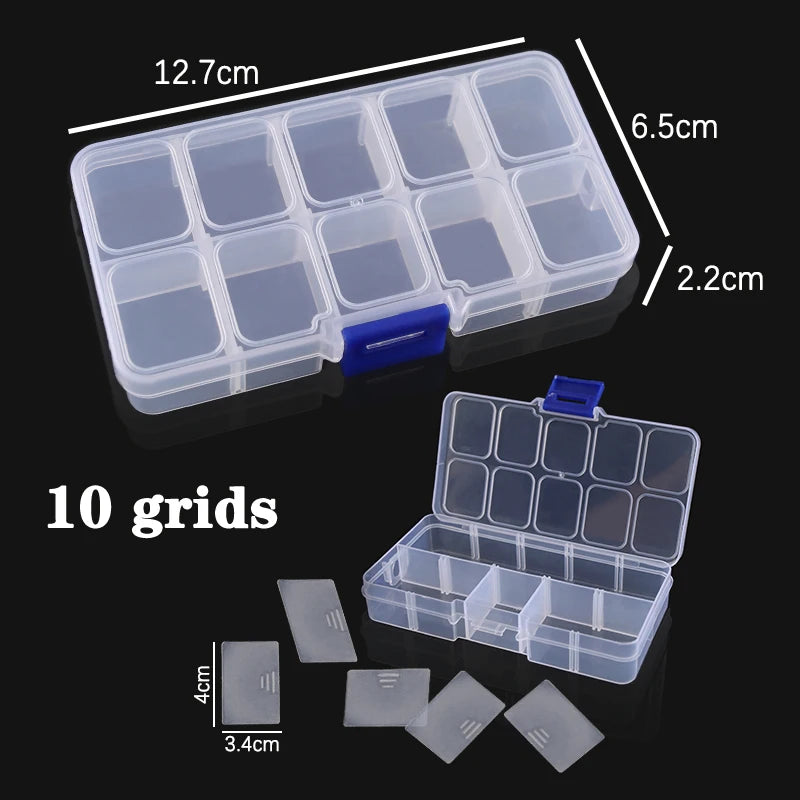 Adjustable Plastic Jewelry Storage Box with 10 Compartment Slots - Smarsty