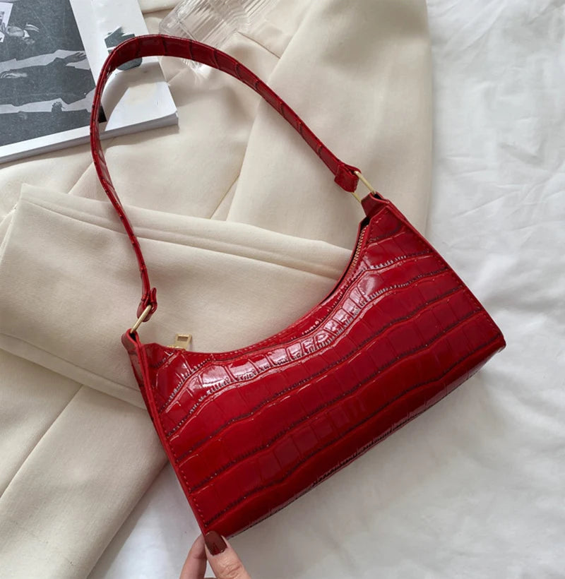 PU Leather Alligator Pattern Women Slim Shoulder Bag Purse - Smarsty