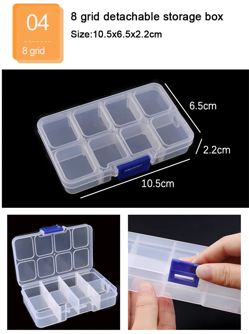 Adjustable Plastic Jewelry Storage Box with 10 Compartment Slots - Smarsty