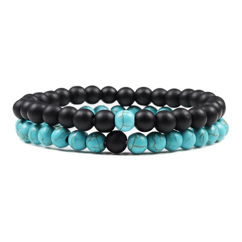 Couples Distance Lava Stone Yoga Bracelets Set - Smarsty