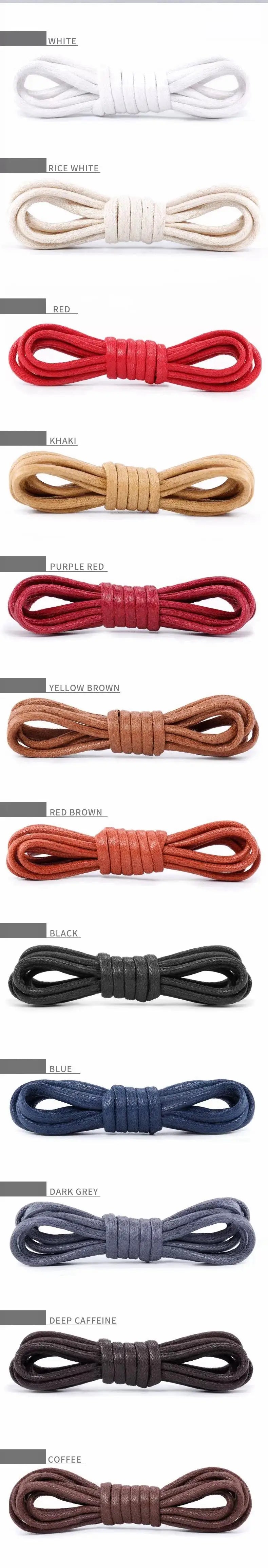 1Pair Cotton Waxed Shoelaces Round Oxford Shoe laces Boots Laces Waterproof Leather Shoelace Length 60/80/100/120/140/180cm - Smarsty
