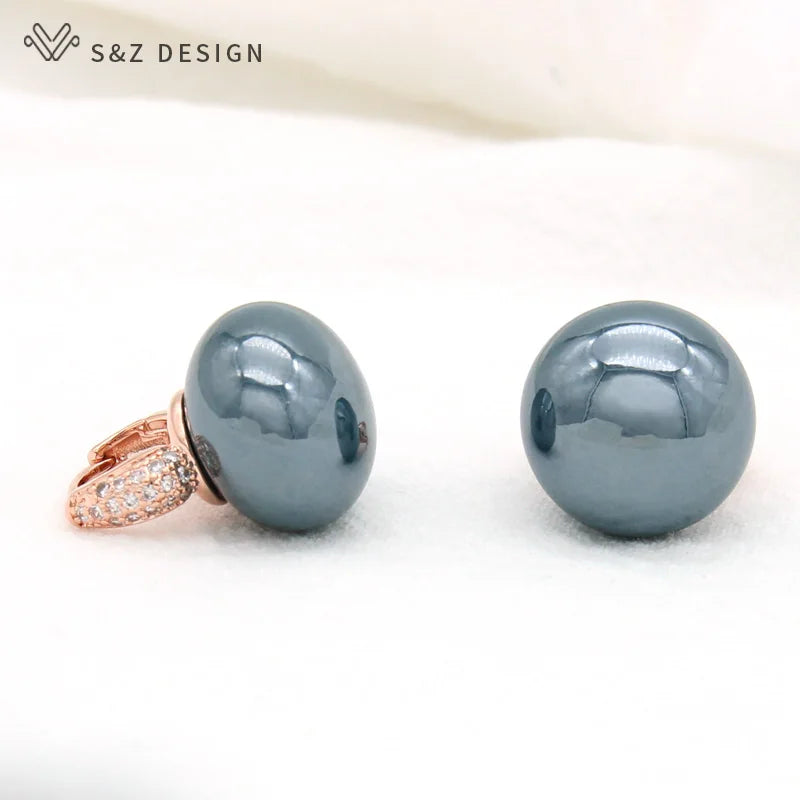 Fashion Pearl Dangle Earrings for Women with Cubic Zirconia - Smarsty