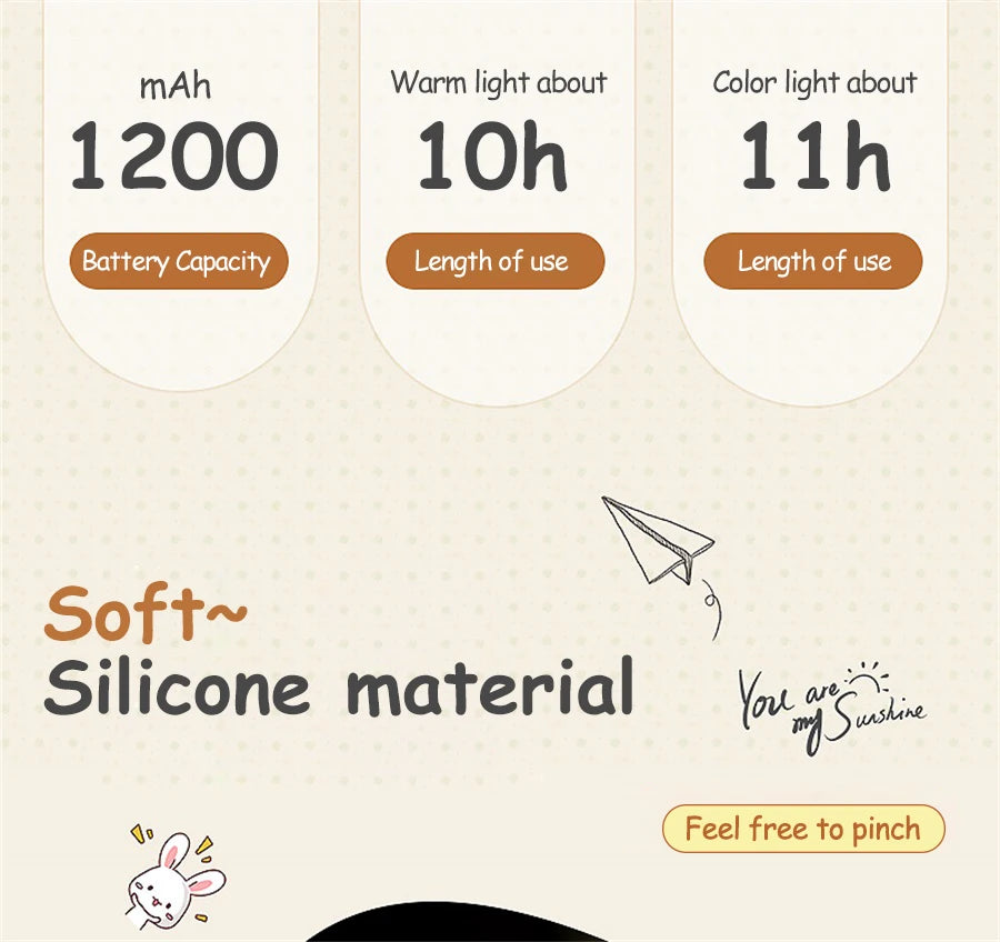 Cute Rabbit LED Night Light for Kids Bedroom - Smarsty