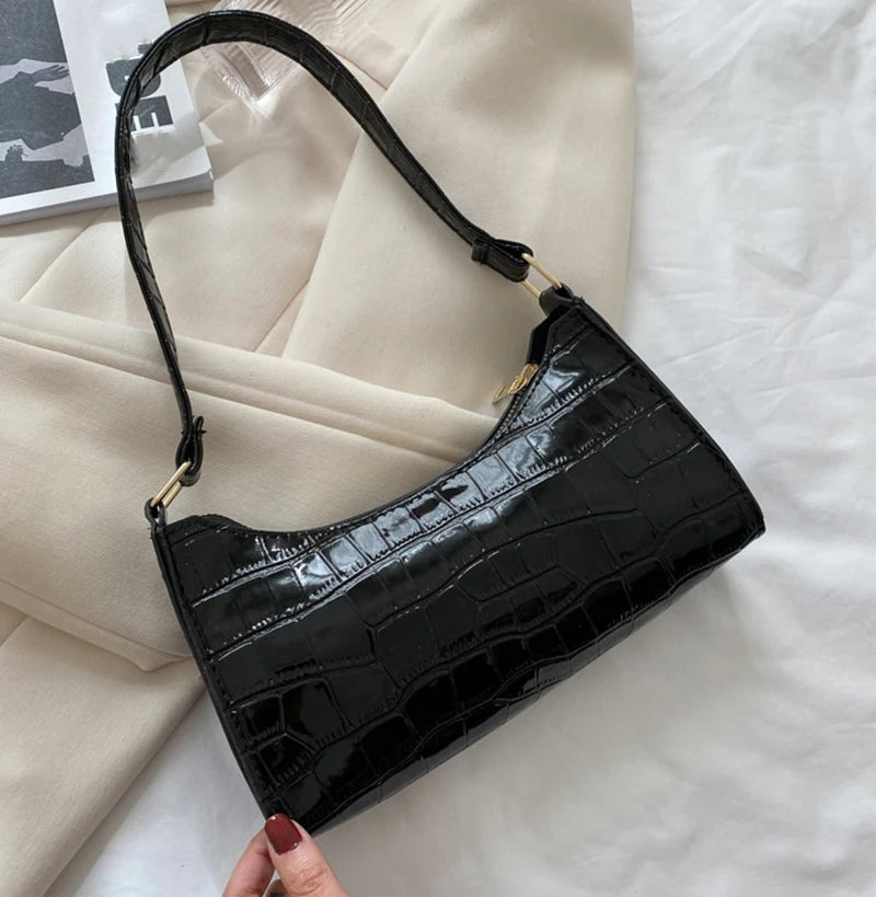 PU Leather Alligator Pattern Women Slim Shoulder Bag Purse - Smarsty