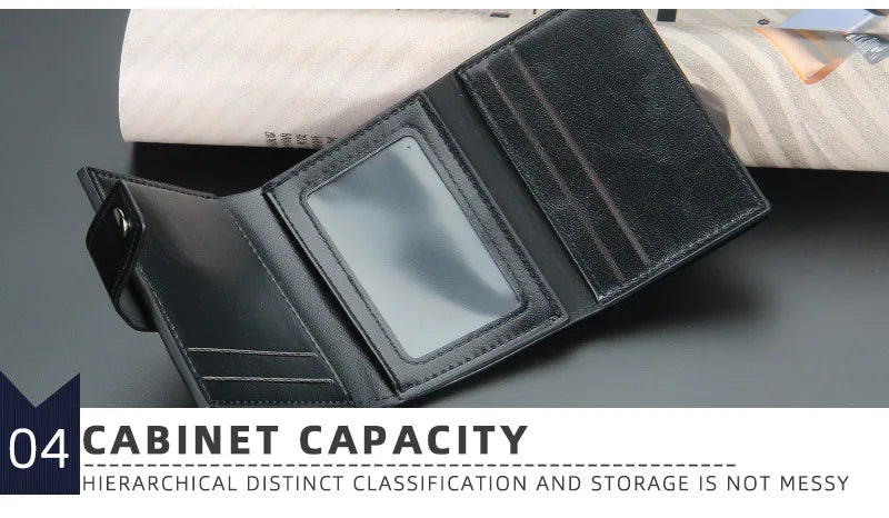 New RFID Men Card Wallets Hasp Small Card Wallets Slim Mini Men's Wallet High Qaulity Card Clip Photo Holder Short Male Purses