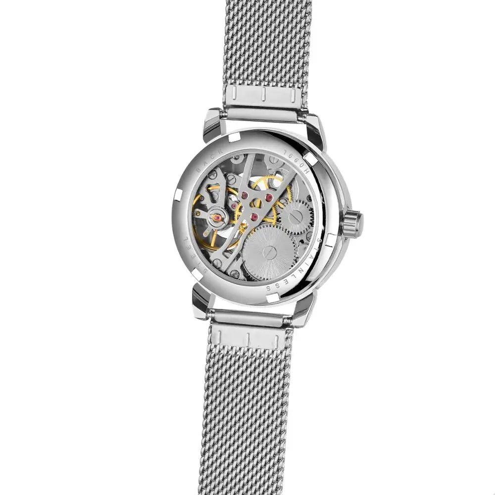 Fashionable Women's Mechanical Automatic Watch with Mesh Strap - Smarsty