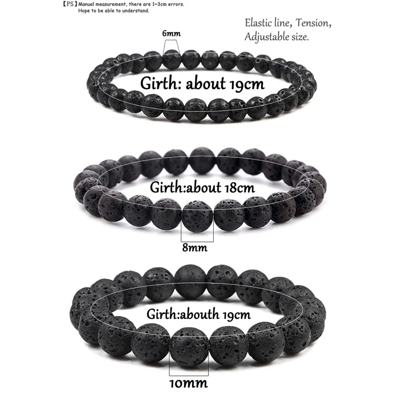 Natural Stone Bead Bracelet with Volcanic Lava - Smarsty
