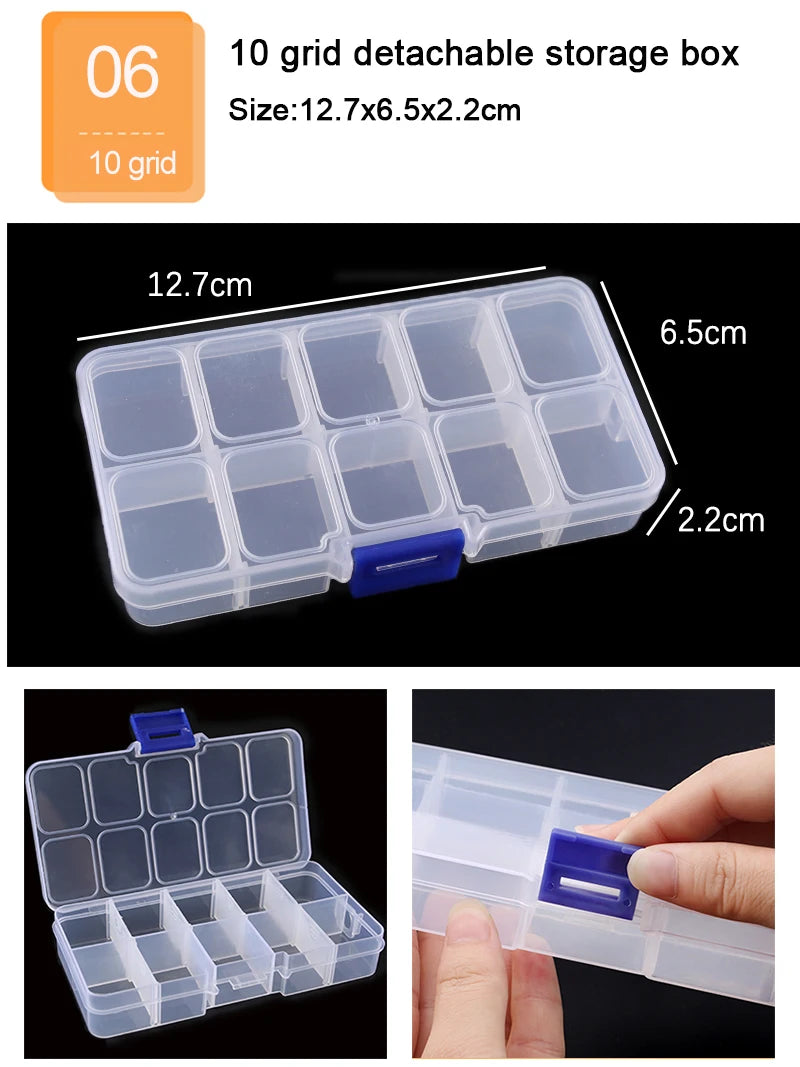 Adjustable Plastic Jewelry Storage Box with 10 Compartment Slots - Smarsty