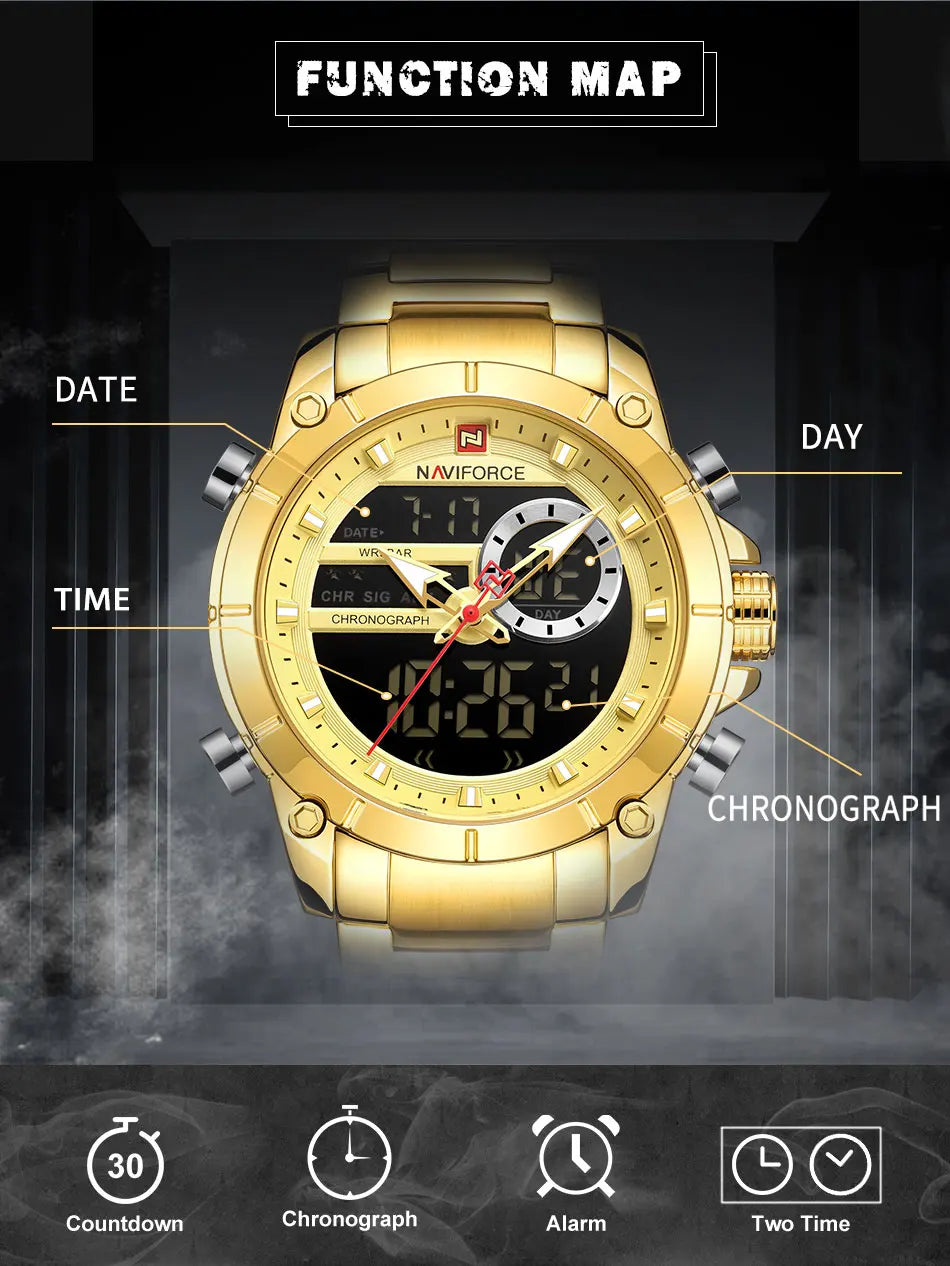 NAVIFORCE Luxury Waterproof Quartz Sport Watch for Men - Smarsty
