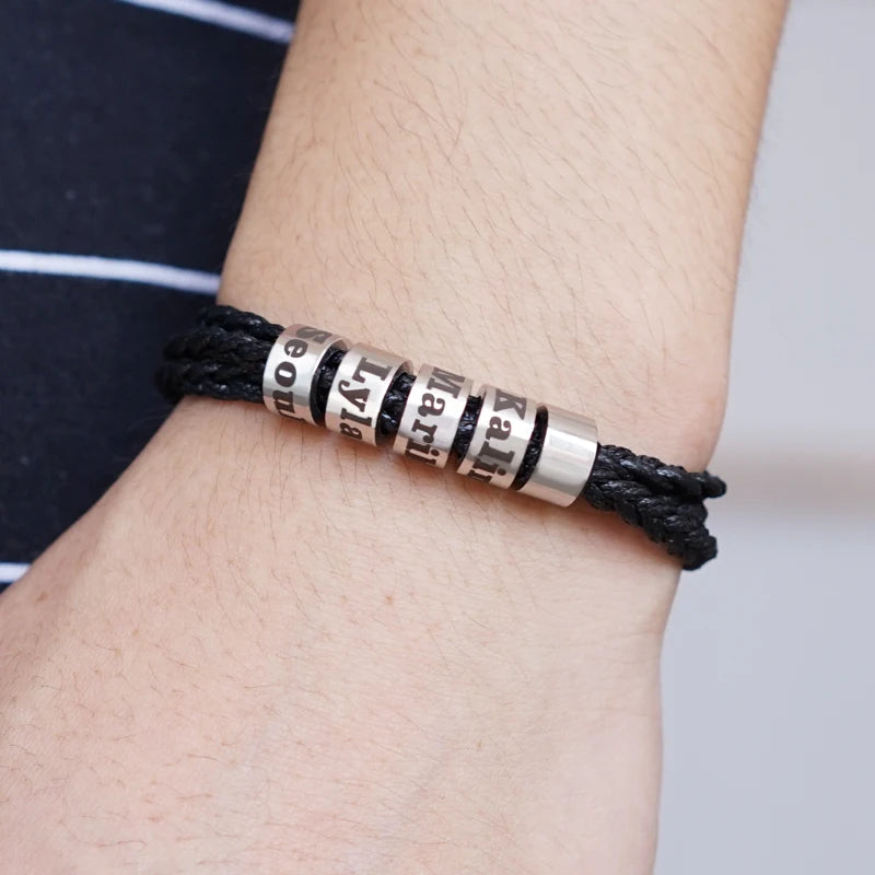 Customized Men Stainless Steel Braided Name Bracelet - Smarsty