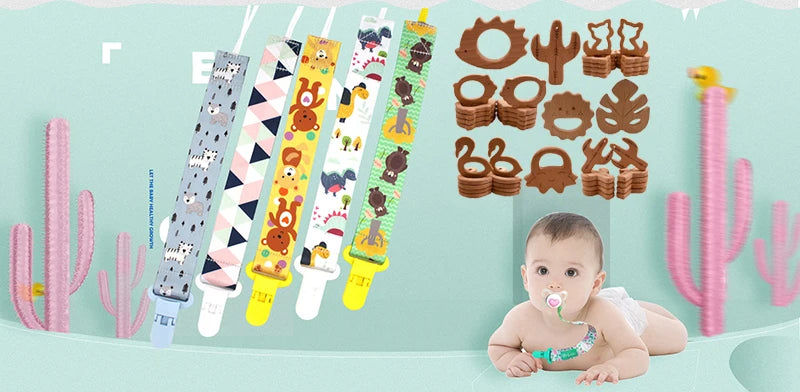 NEW Custom Personalized Name Pacifier Clip Handmade Beech Wooden Chain Silicone Crown Holder Soother Baby Teething Toy Chew Gift by Smarsty