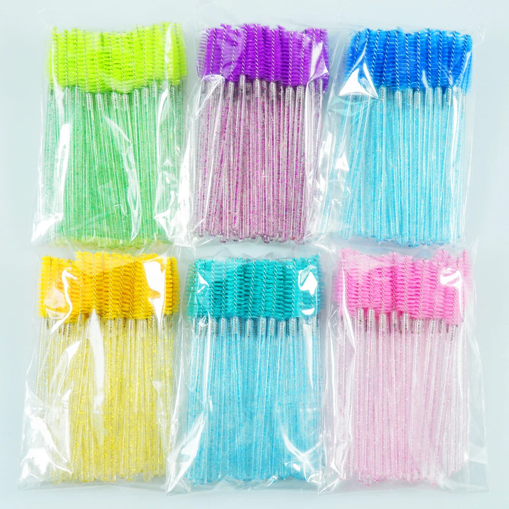 QSTY 50pcs Disposable Eyelash Brush Applicators in 6 Colors - Smarsty