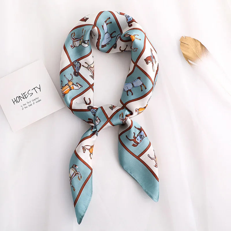 Luxury Silk Satin Headscarf for Women with Plaid Print - Smarsty