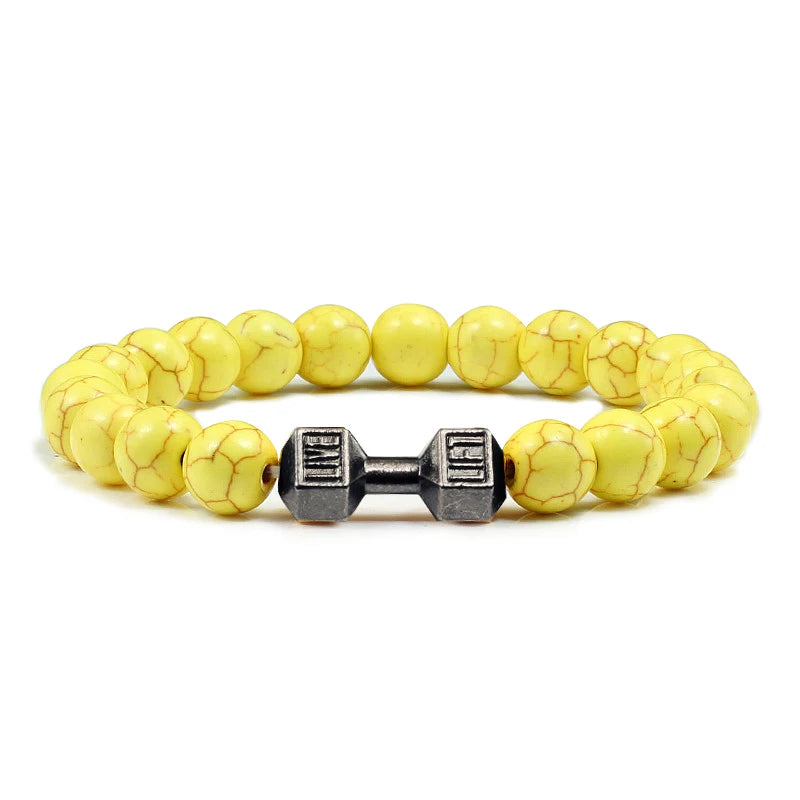 Natural Stone Dumbbell Bead Bracelet for Energy and Style - Smarsty
