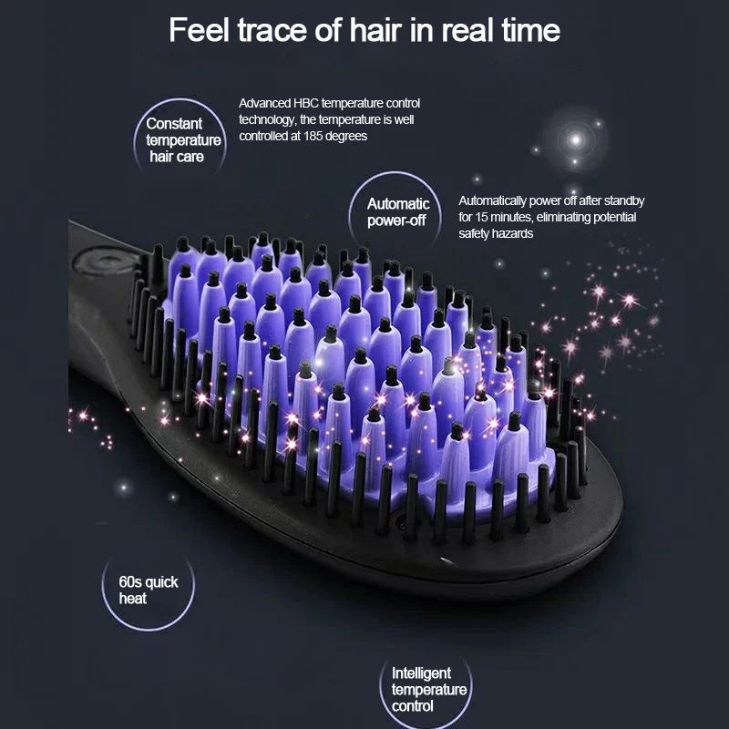 Ceramic Hair Straightener Brush for Fast Smoothing - Smarsty