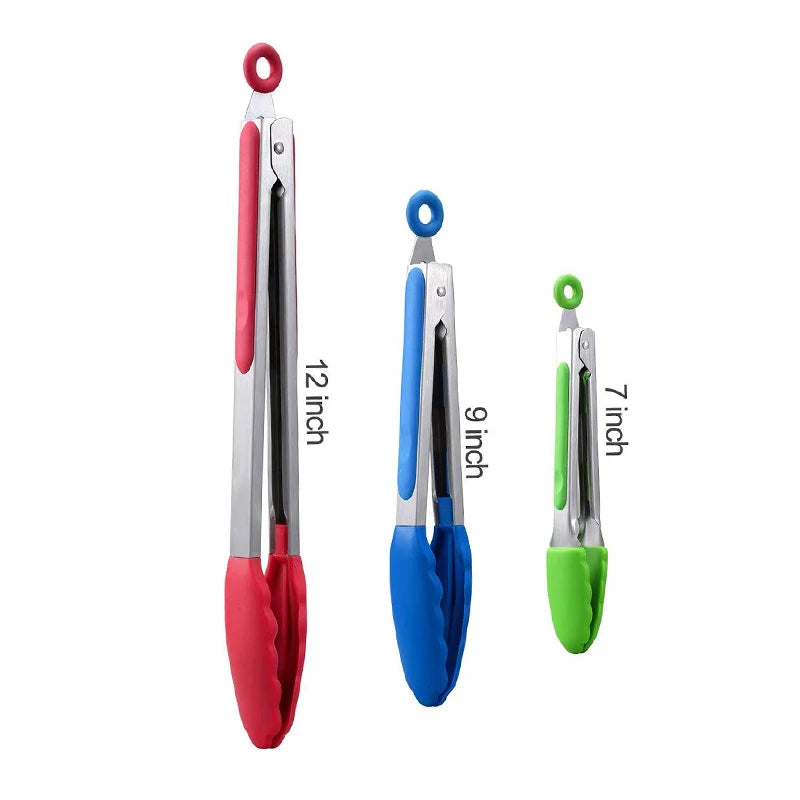 Silicone Kitchen Tongs Stainless Steel Non-Slip Design - Smarsty