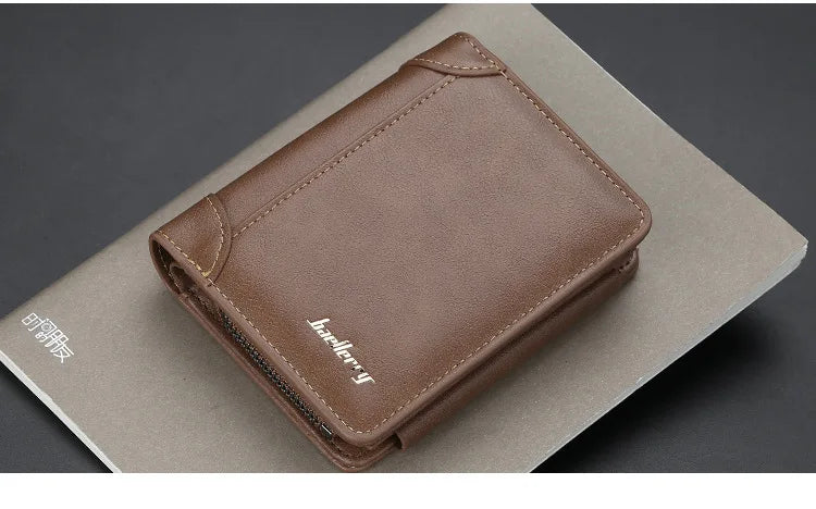 New PU Leather Men Wallets High Quality Zipper Short Desigh Card Holder Male Purse Vintage Coin Holder Men Wallets - Smarsty