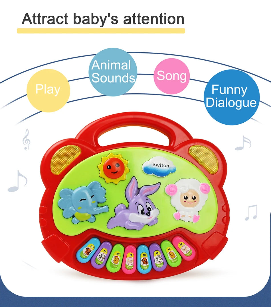 Kids Cartoon Piano Keyboard Game with Animal Sounds Flashing Light Music Baby Instrument Music Toys Educational Toys Kids Gifts by Smarsty