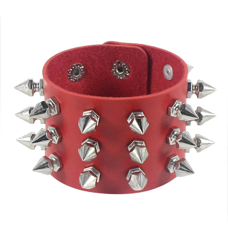 90s Punk Style PU Leather Spiked Bracelet - Smarsty