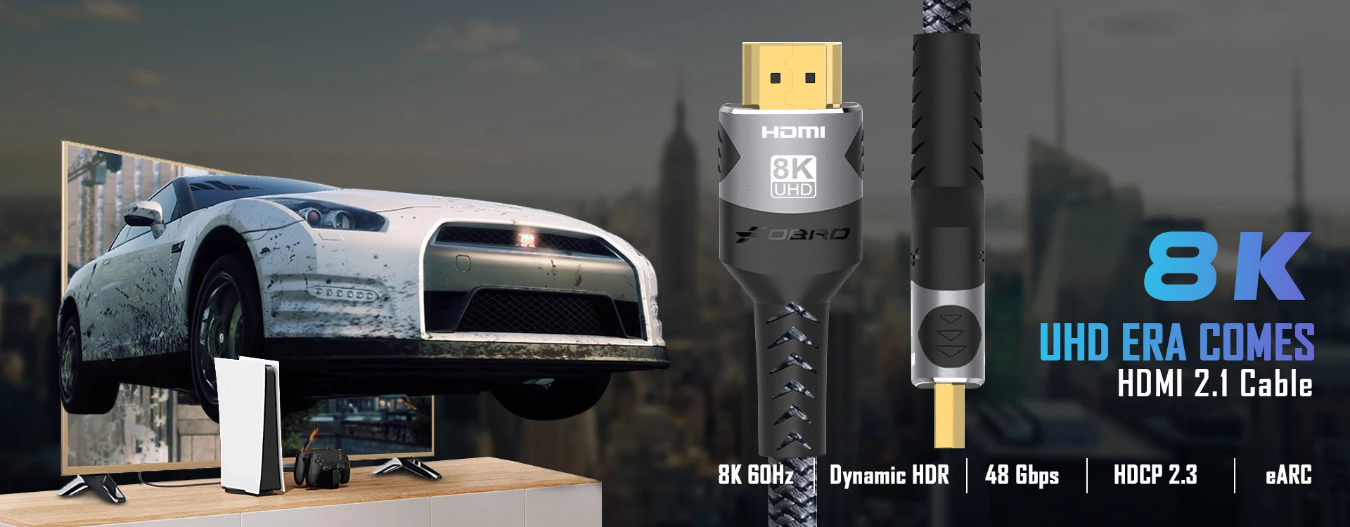 16K DisplayPort Cable 80Gbps High Speed for Gaming - Smarsty