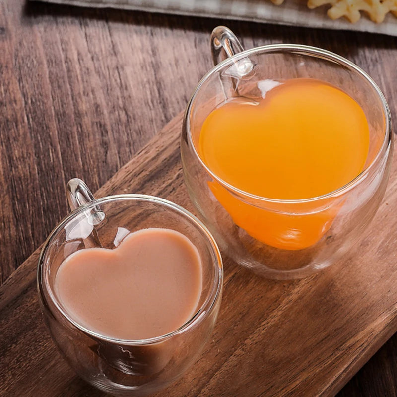 Heart Love Shaped Glass Mug for Couples - Smarsty