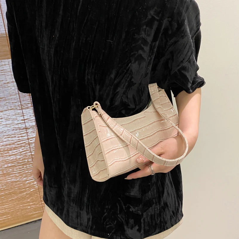 PU Leather Alligator Pattern Women Slim Shoulder Bag Purse - Smarsty