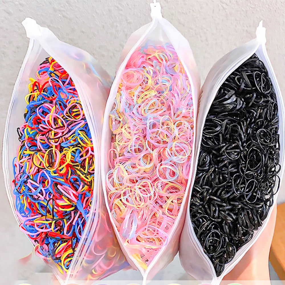 1000 Pack Girls Colorful Small Elastic Hair Bands Disposable - Smarsty