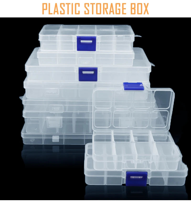 Adjustable Plastic Jewelry Storage Box with 10 Compartment Slots - Smarsty