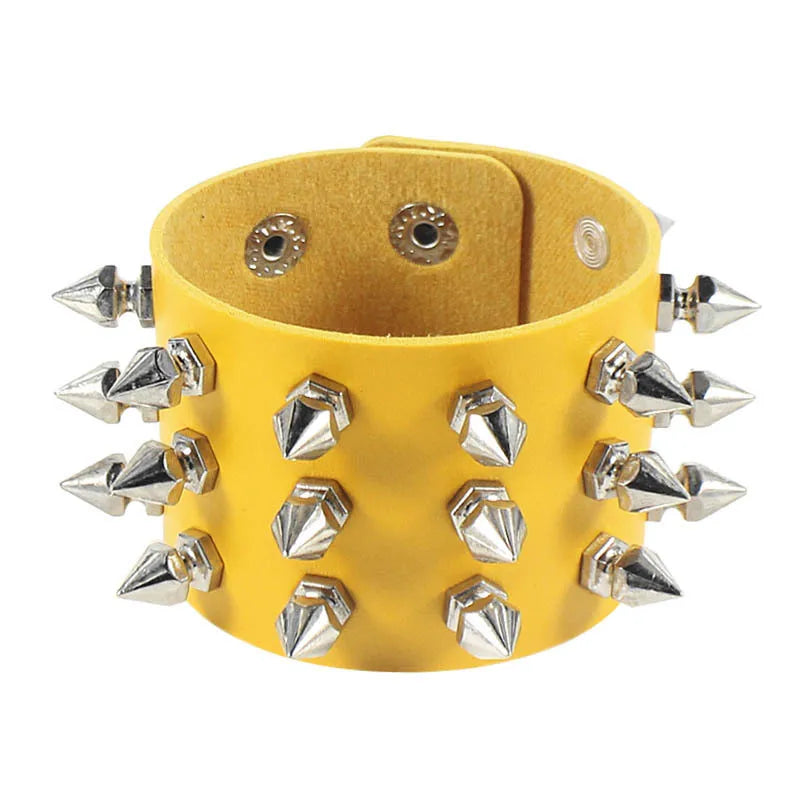 90s Punk Style PU Leather Spiked Bracelet - Smarsty
