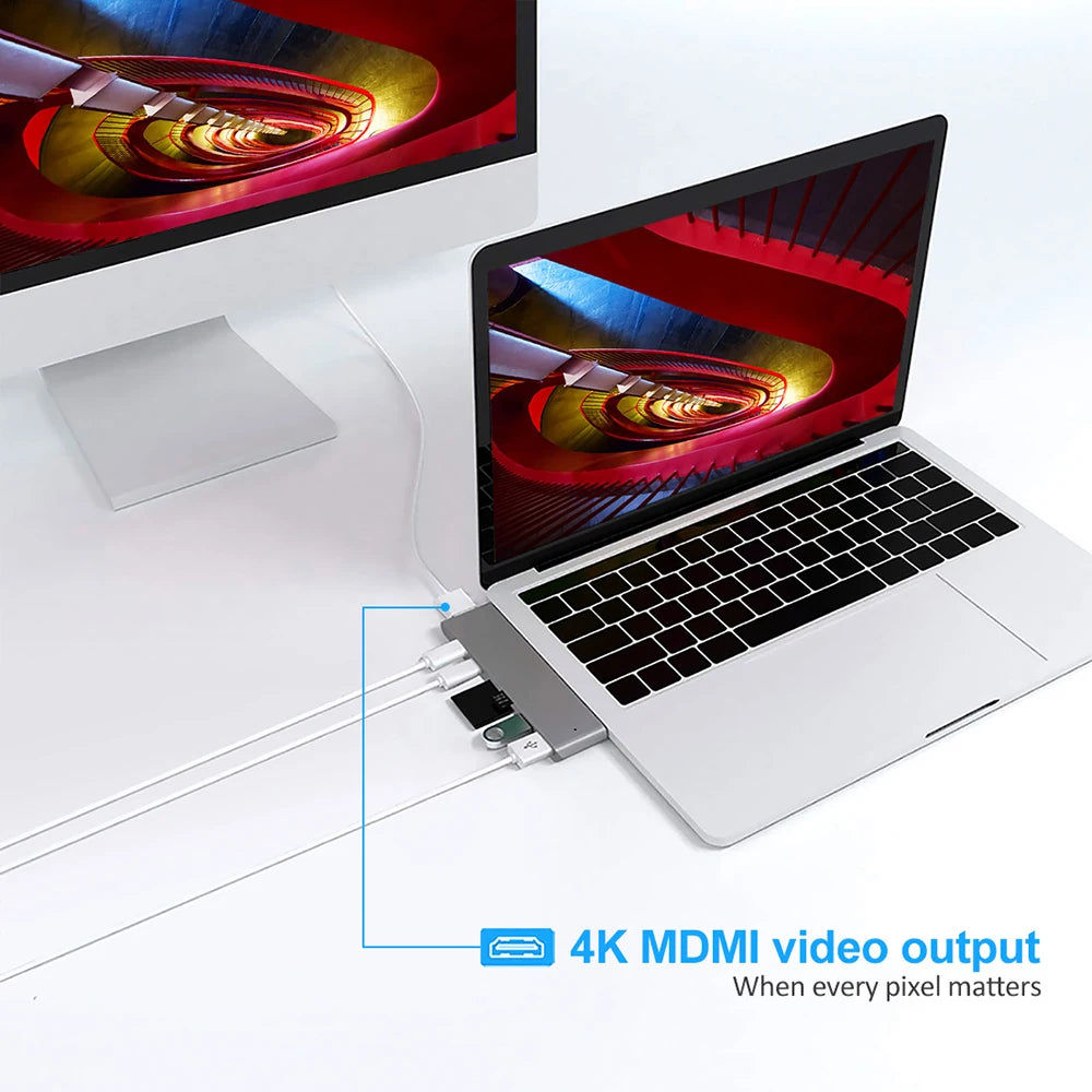 Usb C Hub Hdmi 4K Multiport Adapter Alongside Sd Reader