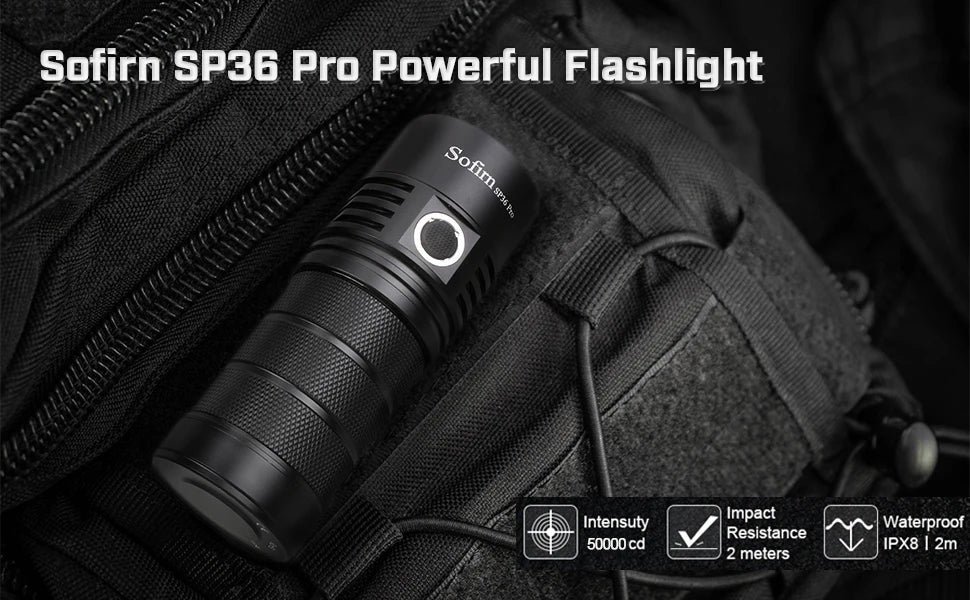 Sofirn SP36 Pro 8000lm Powerful LED Flashlight 4*SST40 USB C Rechargeable 18650 Torch