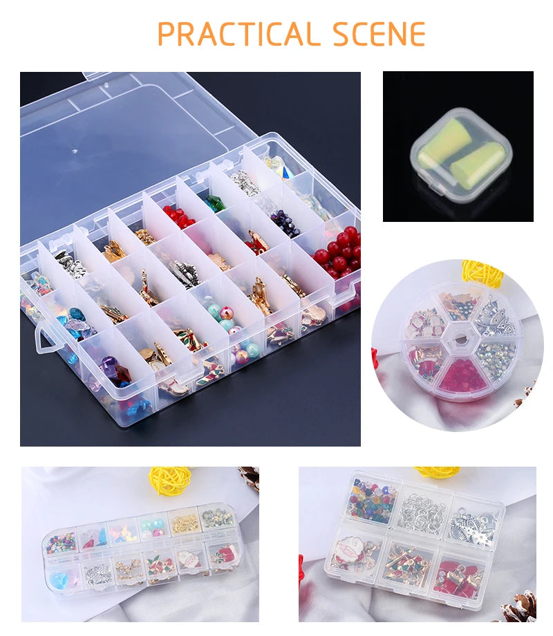 Adjustable Plastic Jewelry Storage Box with 10 Compartment Slots - Smarsty