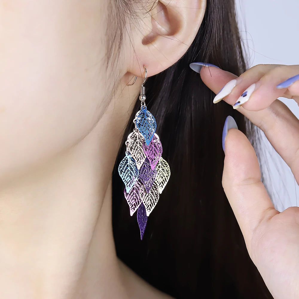 Bohemian Style Nine Leaf Drop Earrings for Women Gifts - Smarsty