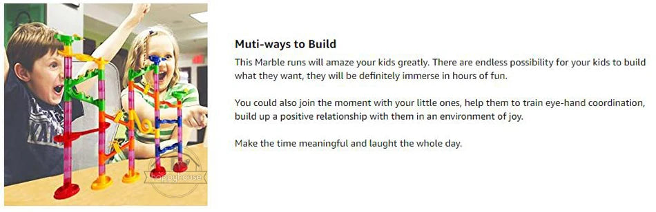 Marble Run Race Track Building Blocks Kids 3D Maze Ball Roll Toy DIY Marble Run Race Coaster Set 80/105/109/133pc Christmas Gift - Smarsty