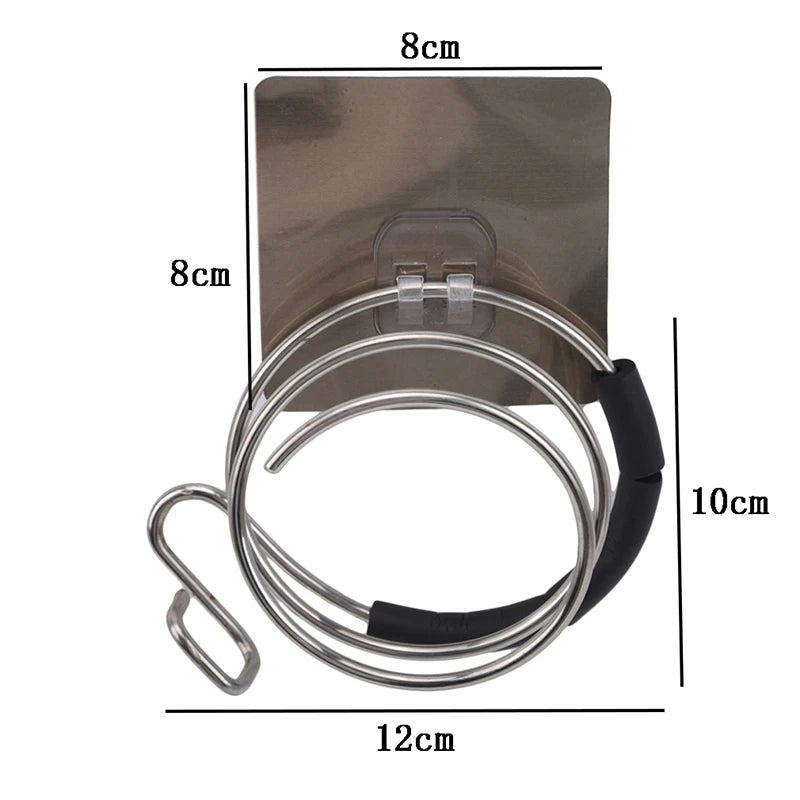 Wall Mounted Hair Dryer Holder Stainless Steel Organizer - Smarsty