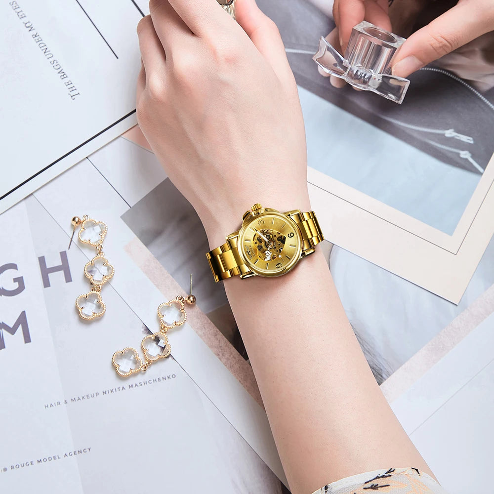 Elegant Luxury Automatic Skeleton Watch for Women - Smarsty