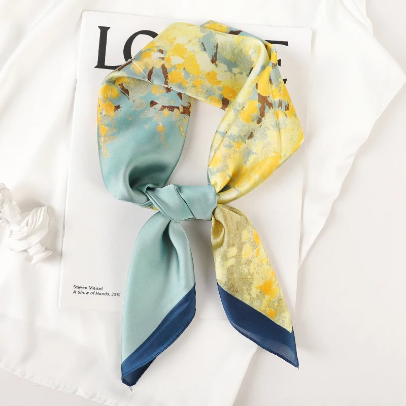 Luxury Silk Square Scarf Soft Satin Neck Hair Tie - Smarsty