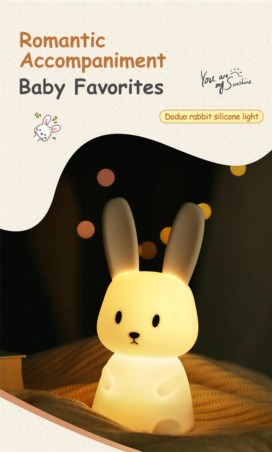Cute Rabbit LED Night Light for Kids Bedroom - Smarsty