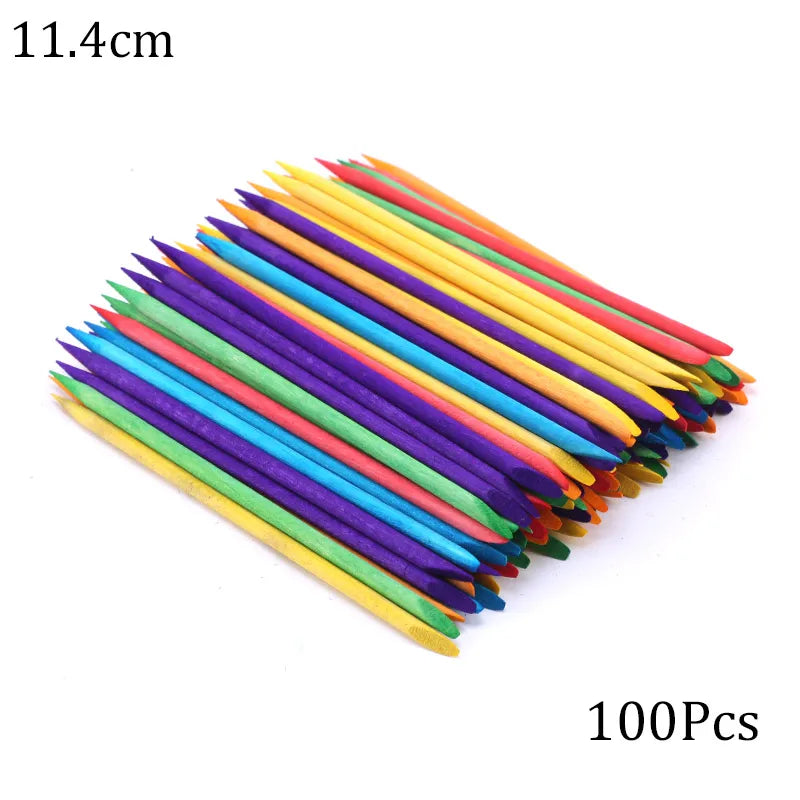 Double Sided Cuticle Pushers 100Pcs Wooden Nail Tools - Smarsty