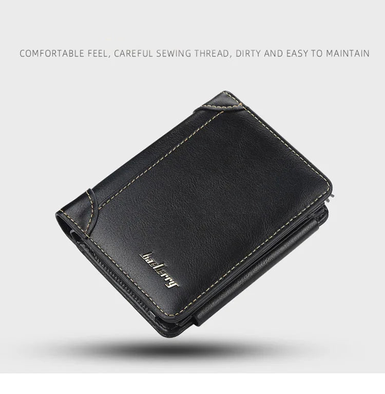 New PU Leather Men Wallets High Quality Zipper Short Desigh Card Holder Male Purse Vintage Coin Holder Men Wallets - Smarsty