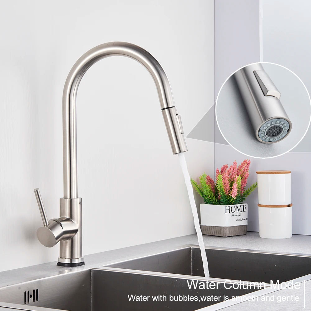 Pull Out Sensor Black Kitchen Faucet With Touch Control - Smarsty